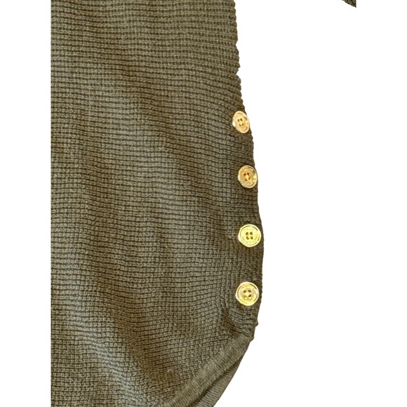 Michael Michael Kors Womens Olive Green Waffle Knit Button Side Tunic Sweater L - Picture 5 of 7